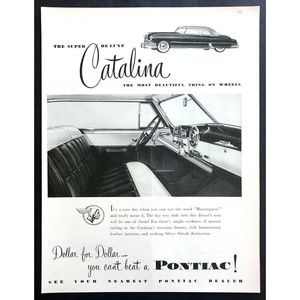 1950 Pontiac Super Deluxe Catalina Hardtop photo "Beautiful" vintage print ad